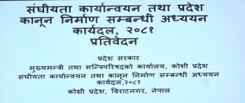 कोशी प्रदेश सरकारलाई प्रतिवेदन हस्तान्तरण