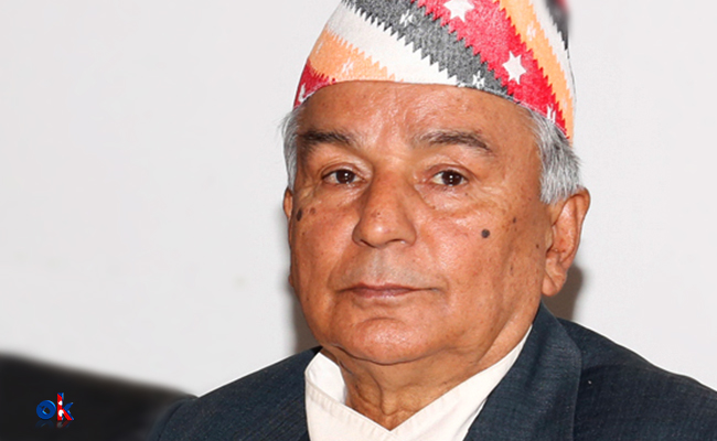 senior leader Poudel congratulates newly-elected party president Deuba